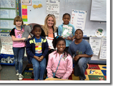 Picture of Executive Director Wendy with students.