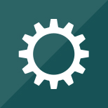 Gear icon on a green background