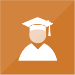 Graduate icon on an orange background