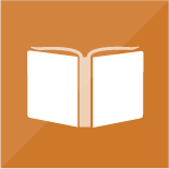 Book icon on an orange background