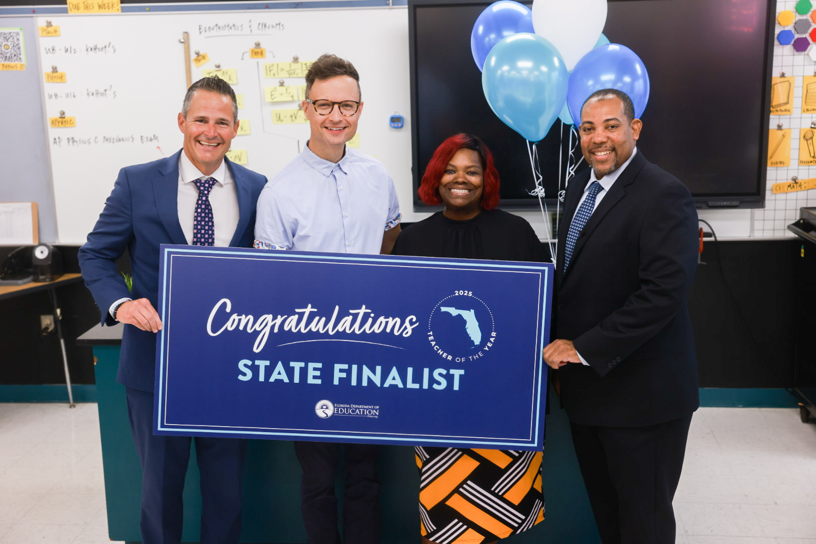 In photo (l-r): Hillsborough County Schools Superintendent Van Ayres, Howard W. Blake High School Principal Valerie C. Newton, Dr. Clayton Nylund, FDOE Public Schools Chancellor Dr. Paul Burns