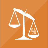 Balance icon on orange background