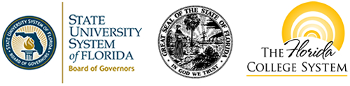 SUS - State University System Board of Governors Logo, Great Seal of the State of Florida Logo, Florida Department of Education Logo