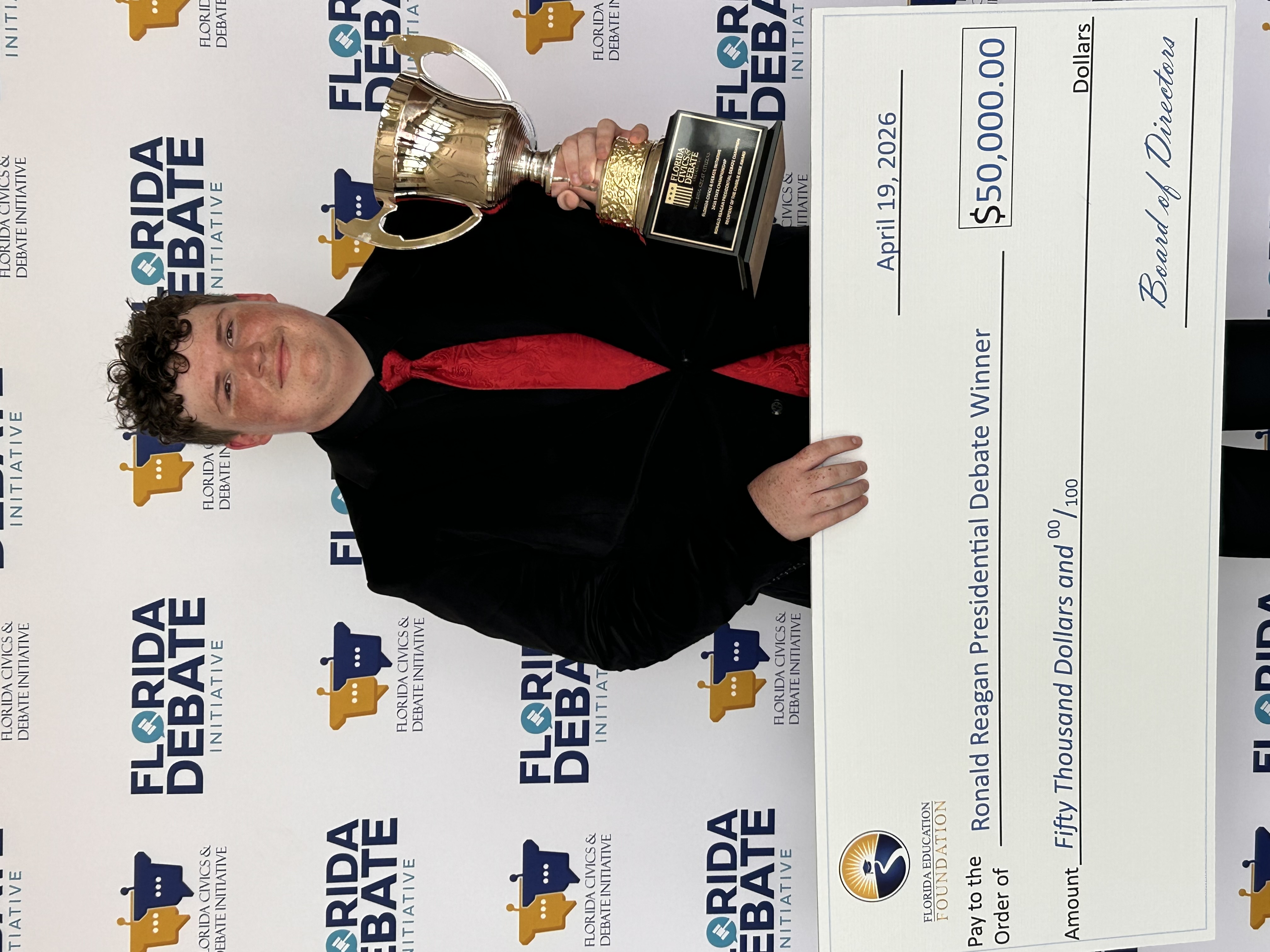 Gavyn Purvis named Champion of the Ronald Reagan Debate, received a $50,000 scholarship and trophy named in honor of Charlie Kirk.