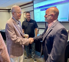 FSW President Jeff Allbritten welcomes newest FSW Trustee John Dulmer.